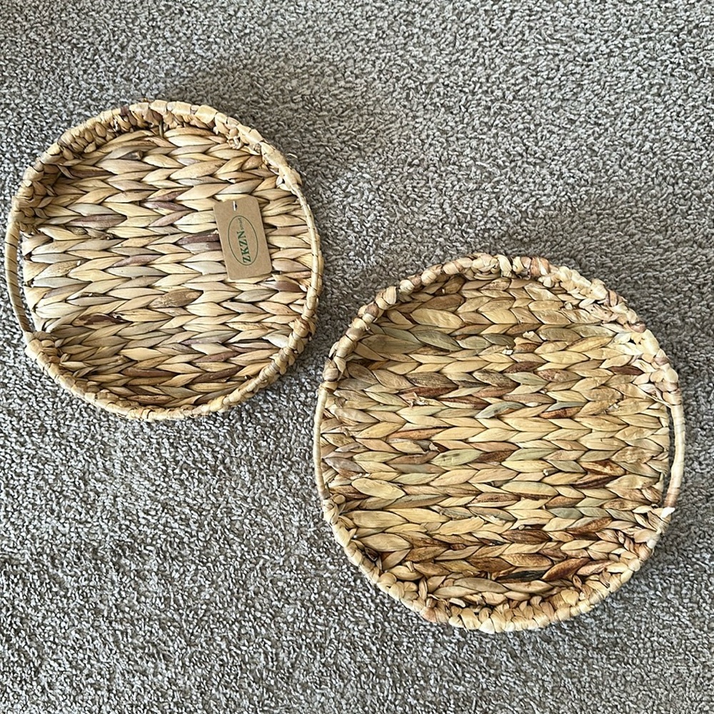 Set of two small round Water Hyacinth Basket - brand new